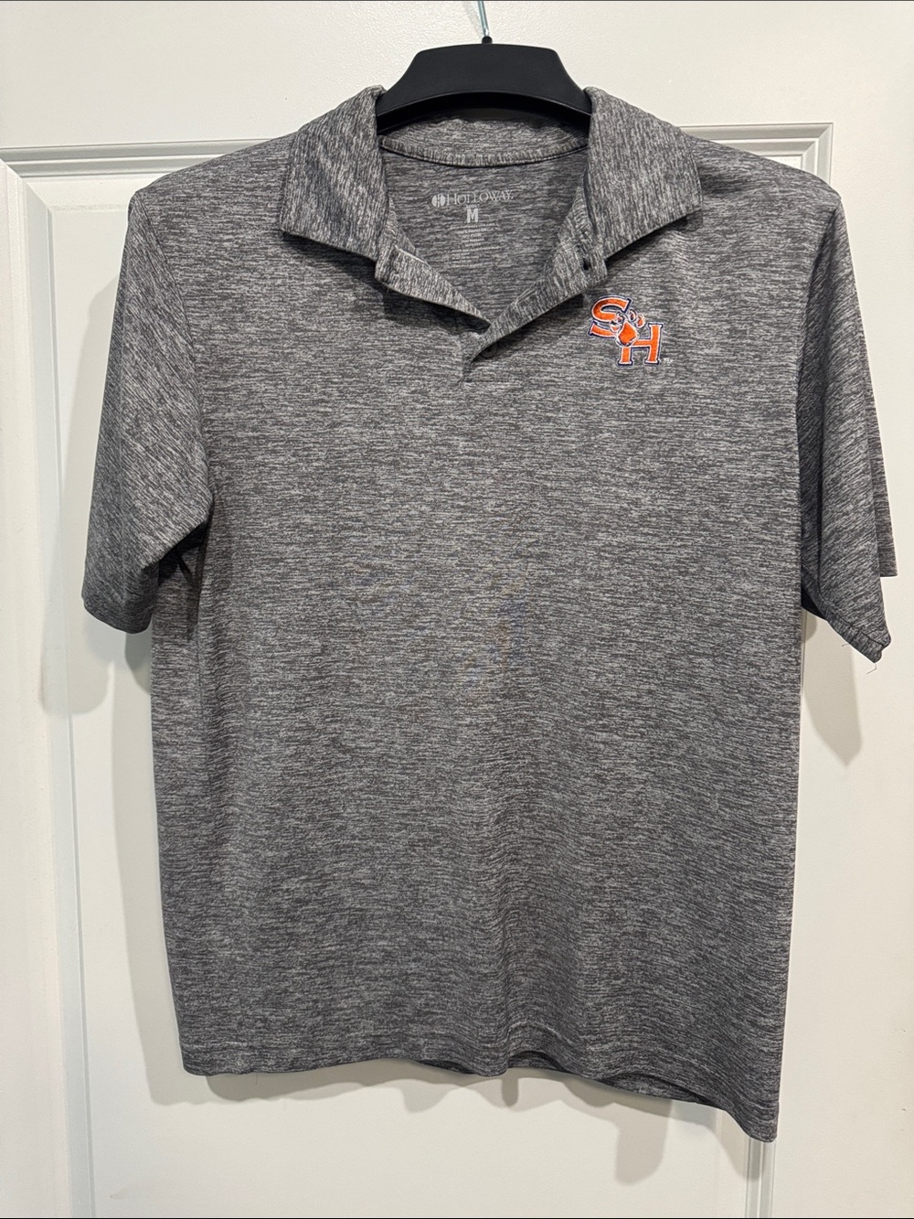 SHSU Holloway Gray Heather Polo with Orange SH Emblem